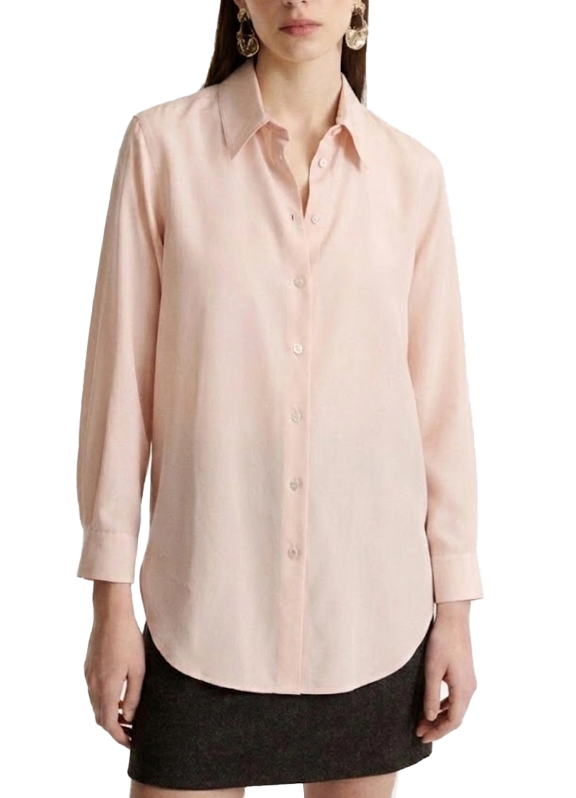 CAMICIA IN PURA SETA HABOTAI LAVATA DONNA ROSA