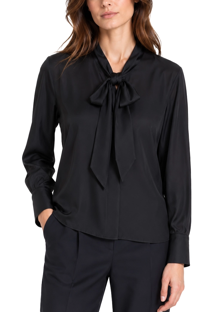 BLUSA IN SETA HABOTAI CON FUSCIACCA DONNA NERO