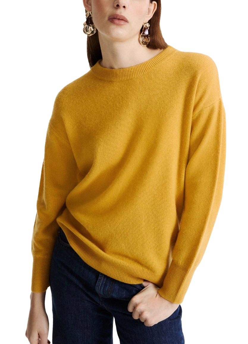 MAGLIA GIROCOLLO  IN LANA E CASHMERE CON SCIARPA RIMOVIBILE DONNA ORO