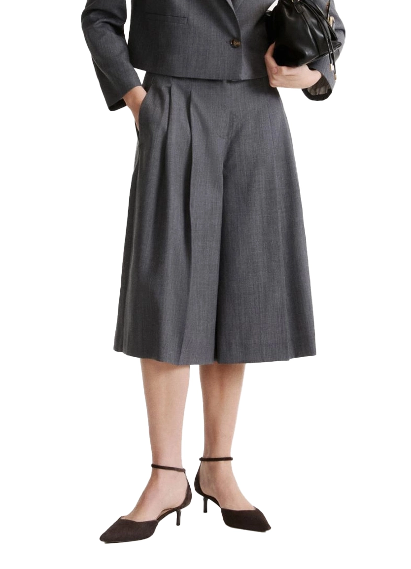 PANTALONI CROPPED IN MISTO LANA DONNA GRIGIO