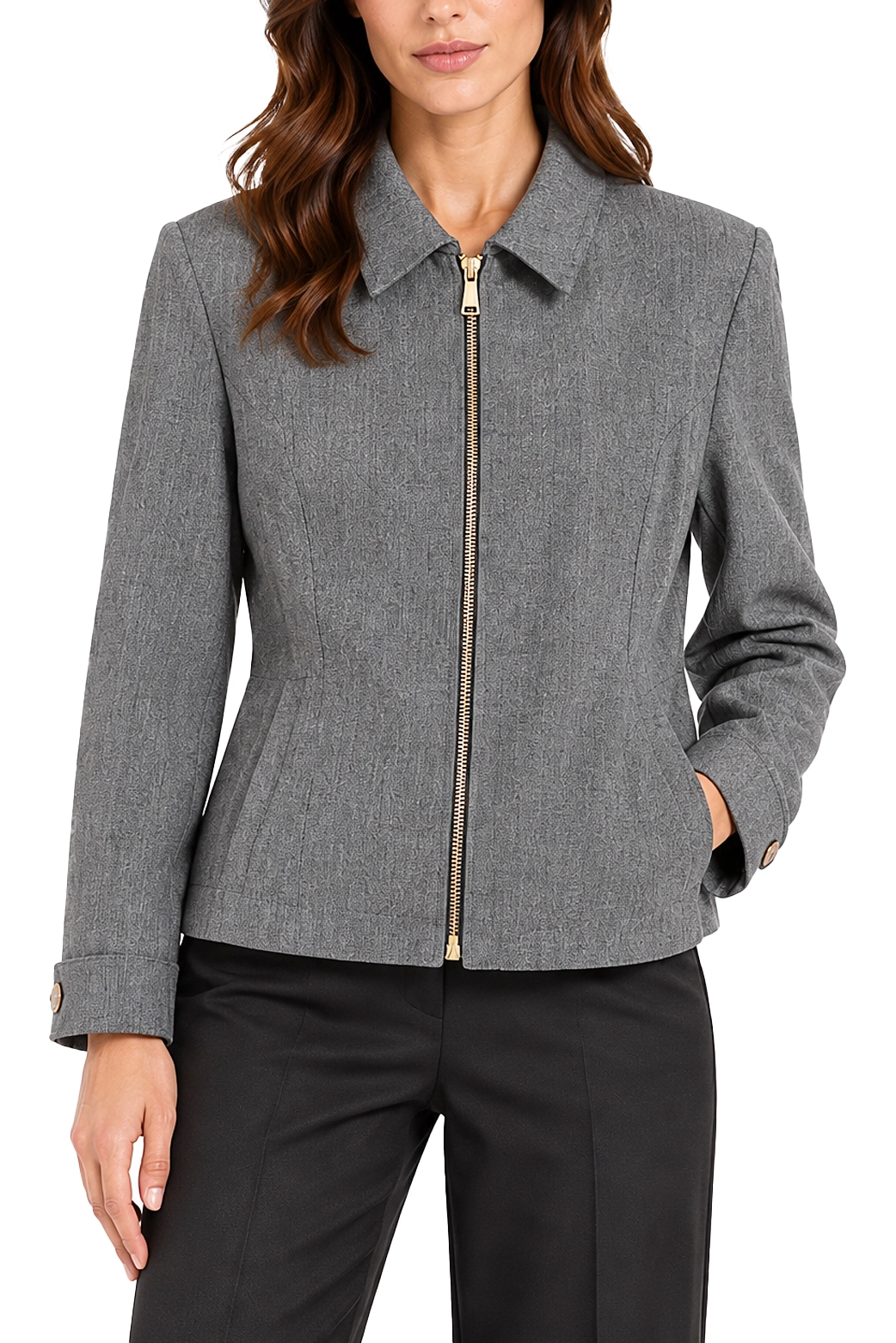 GIACCA CORTA CON ZIP DONNA GRIGIO