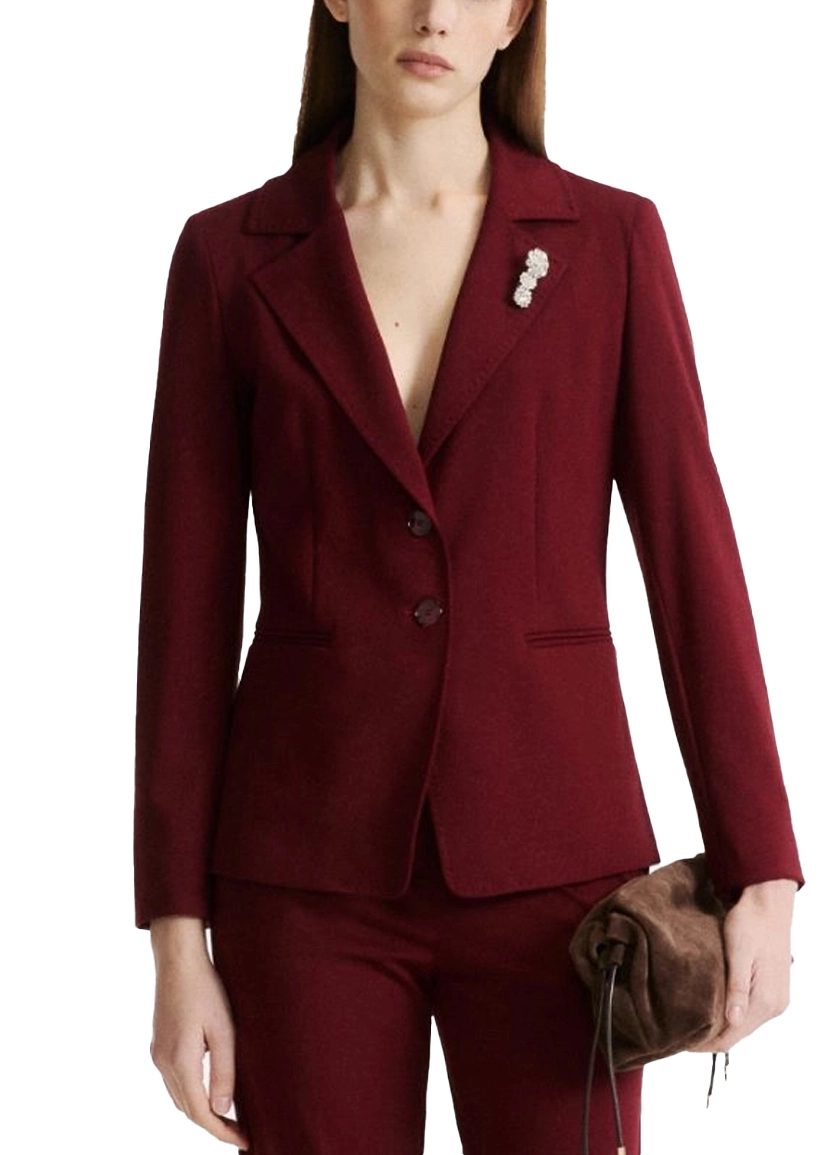 BLAZER IN JERSEY STRETCH A DUE BOTTONI DONNA BORDEAUX