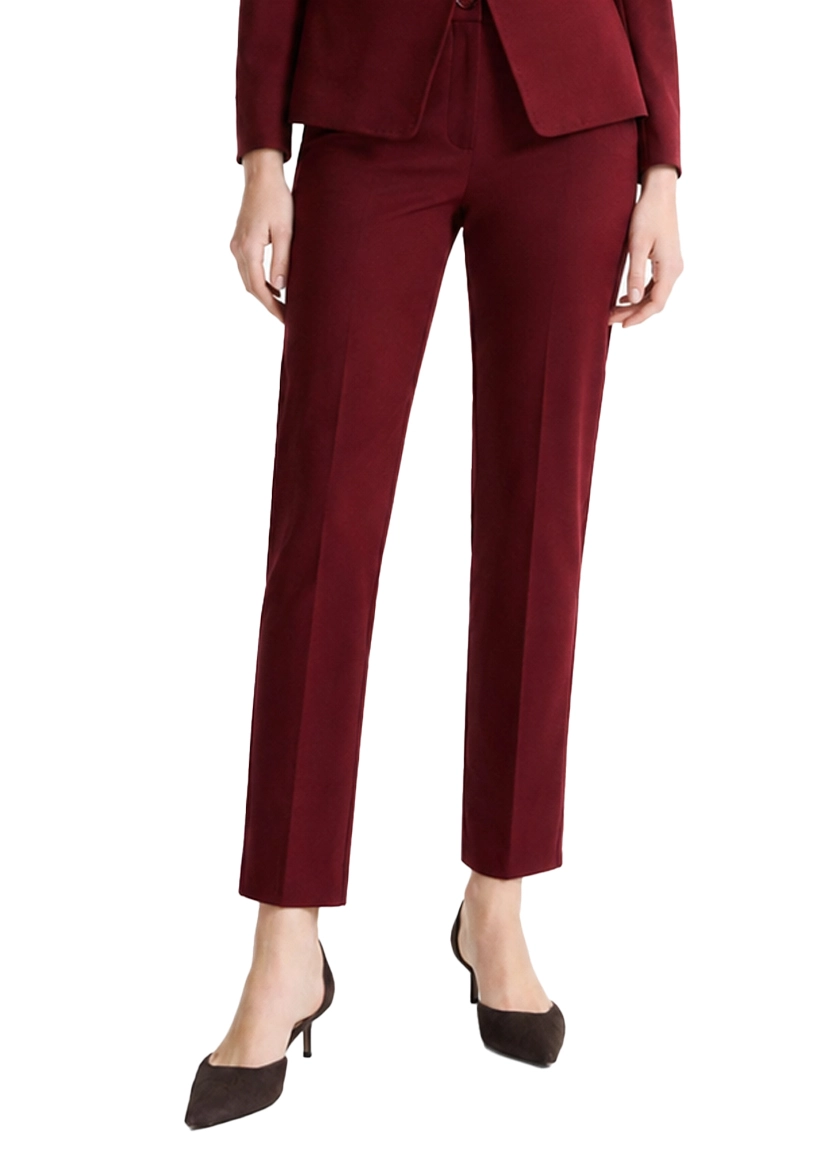 PANTALONI A SIGARETTA  IN JERSEY STRETCH CON SPACCHETTO ALLA CAVIGLIA DONNA BORDEAUX