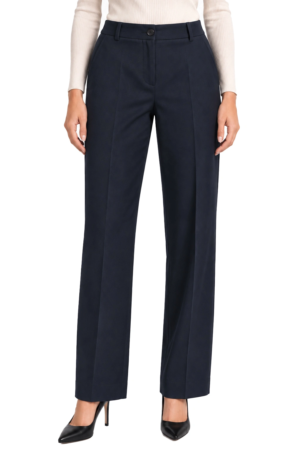 PANTALONI A SIGARETTA  IN JERSEY STRETCH CON SPACCHETTO ALLA CAVIGLIA DONNA BLU