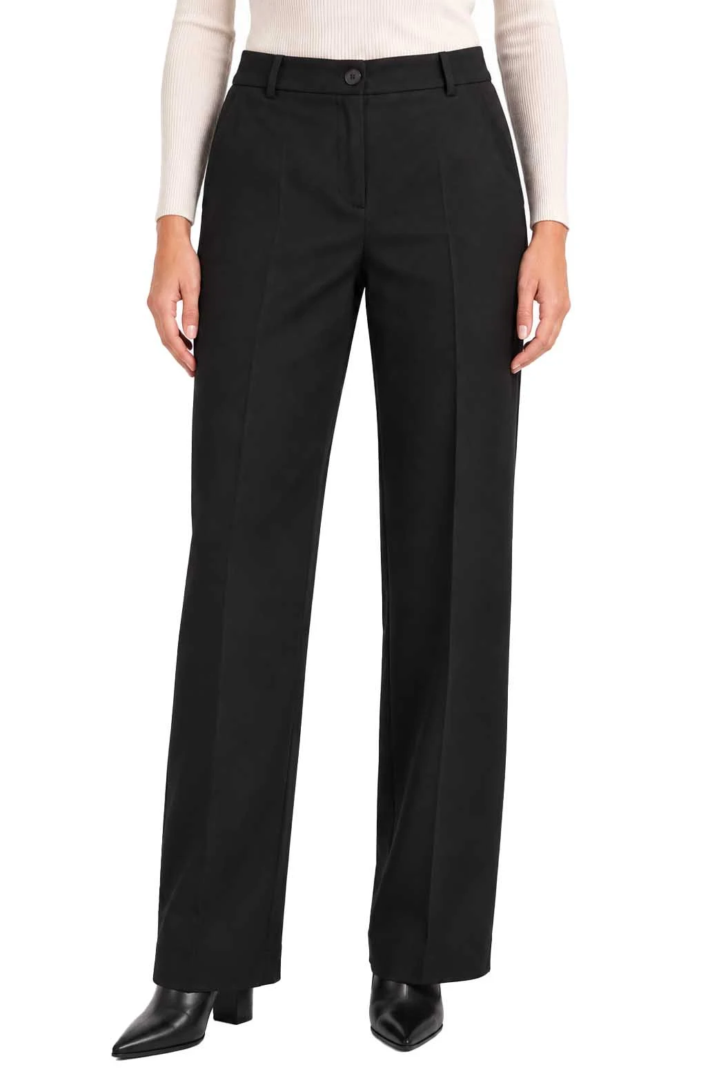 PANTALONI A SIGARETTA  IN JERSEY STRETCH CON SPACCHETTO ALLA CAVIGLIA DONNA NERO
