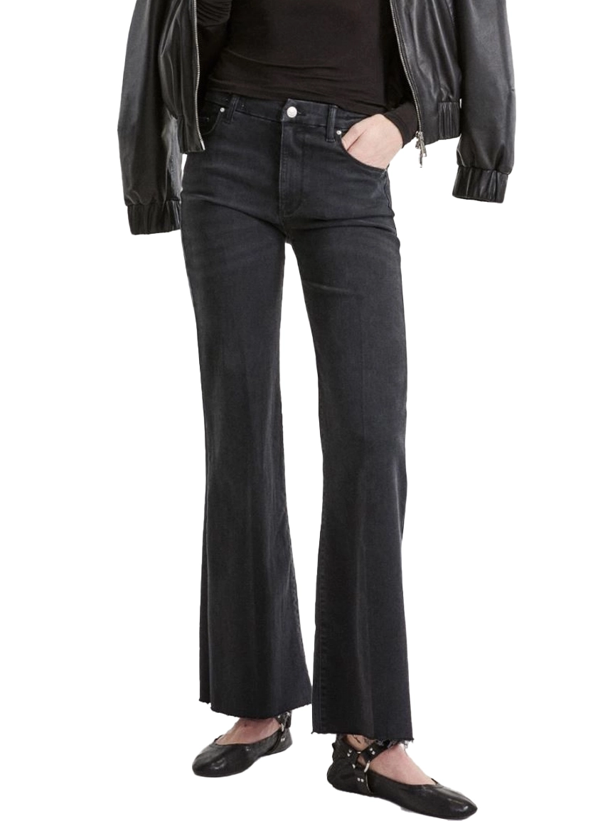 JEANS CROPPED WIDE LEG CON ORLO A VIVO DONNA NERO