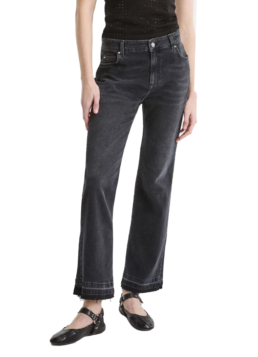JEANS A ZAMPA CON FONDO SFRANGIATO DONNA NERO