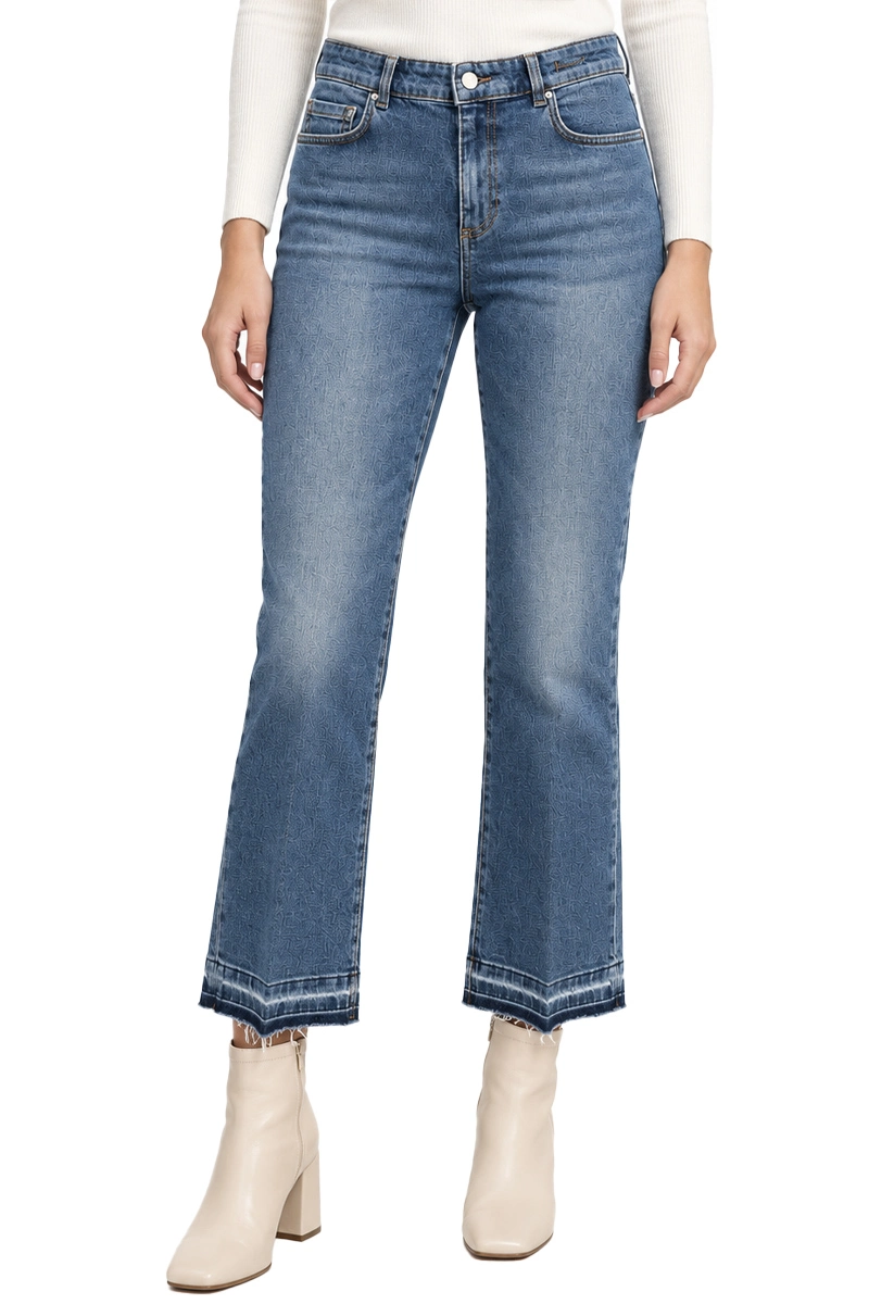 JEANS A ZAMPA CON FONDO SFRANGIATO DONNA BLU