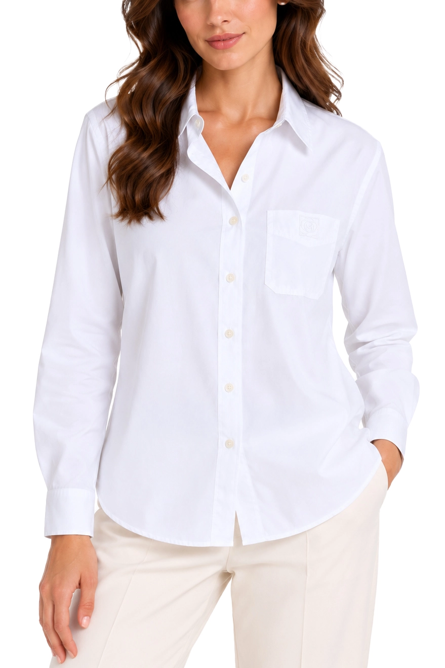 CAMICIA CON TASCHINO RICAMATO DONNA BIANCO