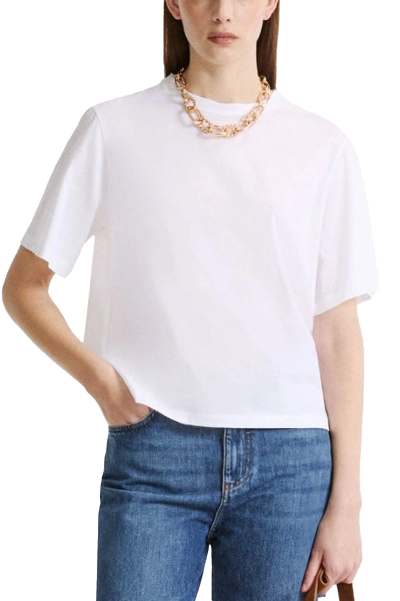 T-SHIRT MANICA CORTA IN COTONE  TAGLIO BOXY DONNA BIANCO