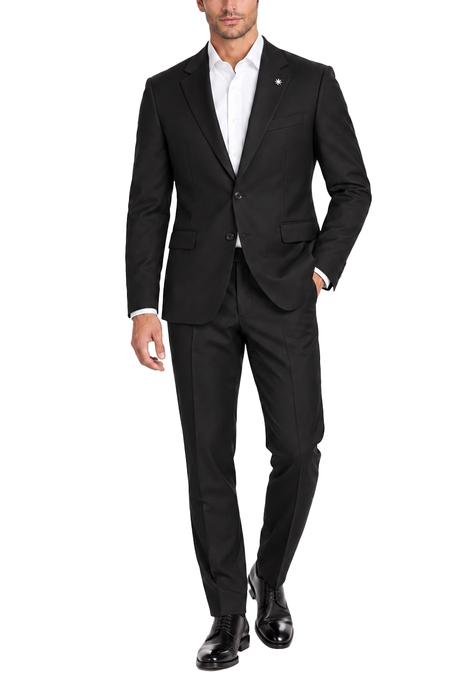 COMPLETO CON GIACCA MONOPETTO E PANTALONI REGULAR UOMO NERO