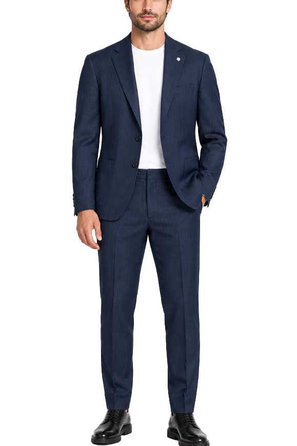 COMPLETO GESSATO CON GIACCA MONOPETTO UOMO BLU