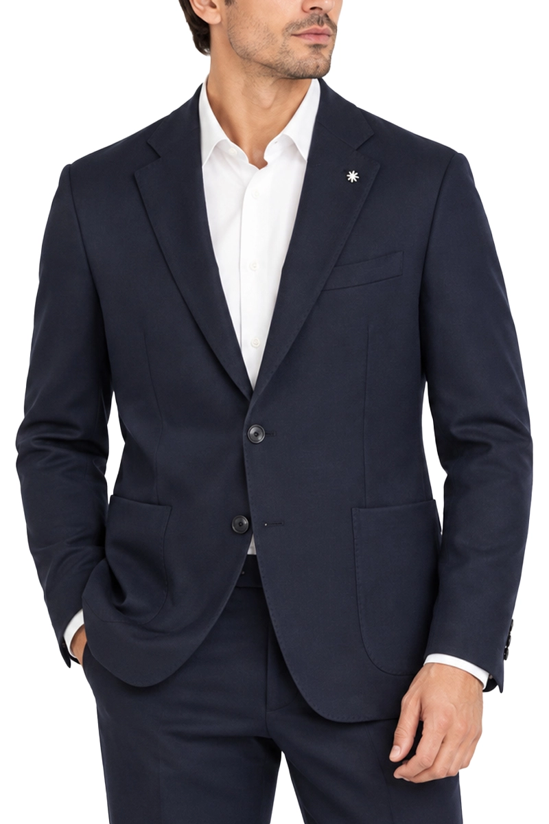 GIACCA SARTORIALE CON TASCHE APPLICATE UOMO BLU