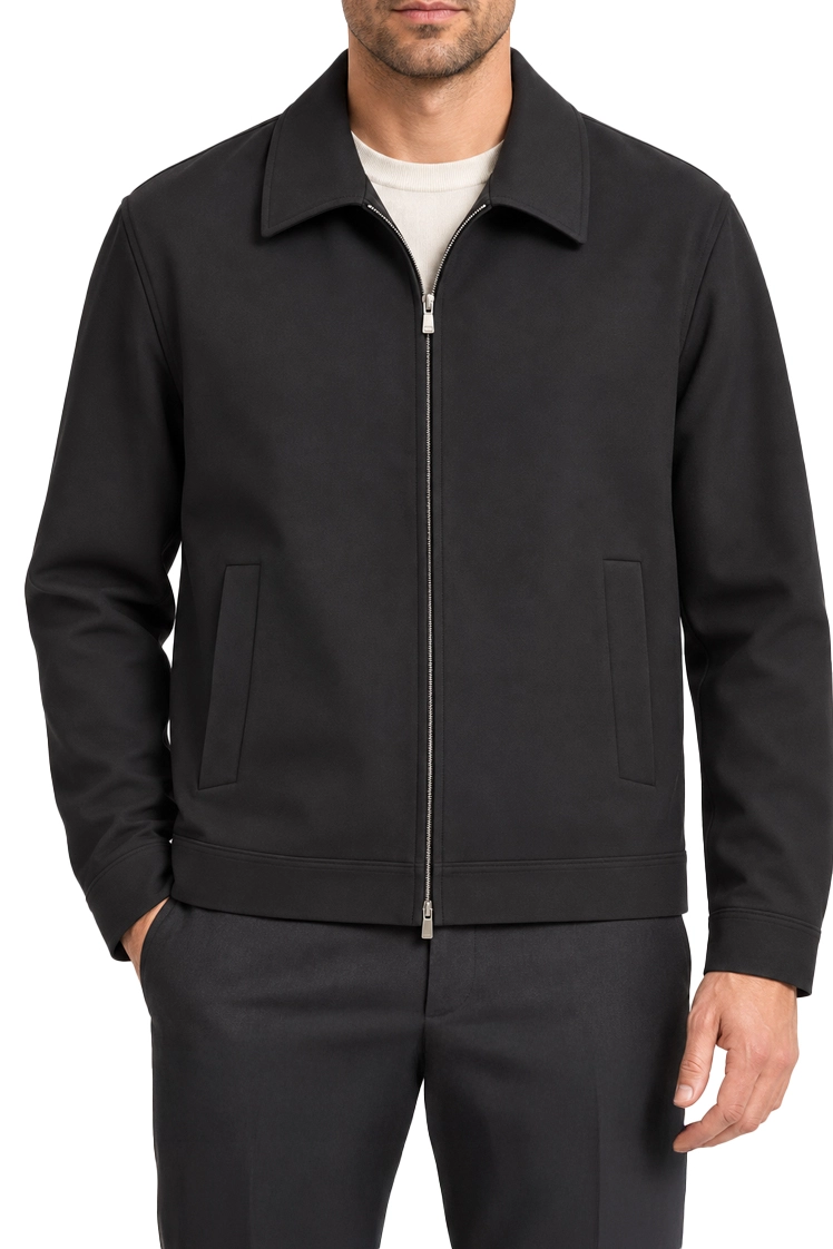 GIACCA CASUAL CON CHIUSURA A ZIP E TASCHE LATERALI UOMO NERO