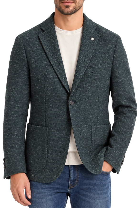 GIACCA MONOPETTO CASUAL CON TESSUTO MATERICO UOMO VERDE
