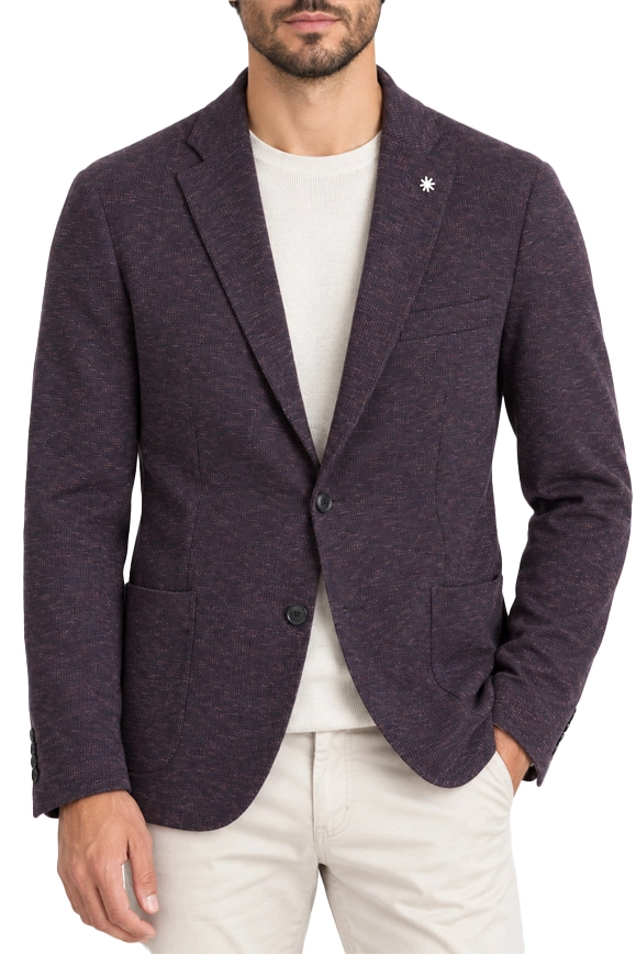 GIACCA MONOPETTO CASUAL CON TESSUTO MATERICO UOMO BORDEAUX