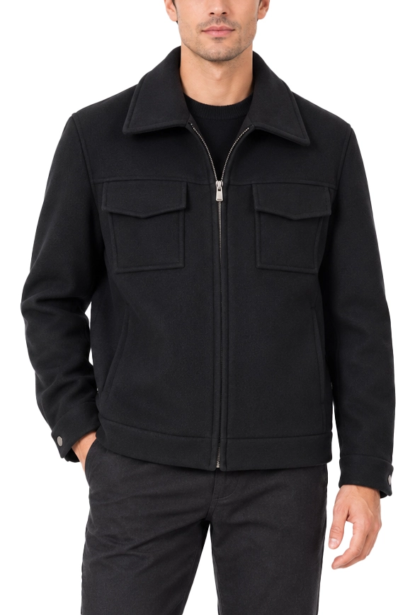 GIACCA CORTA  IN MISTO LANA UOMO NERO