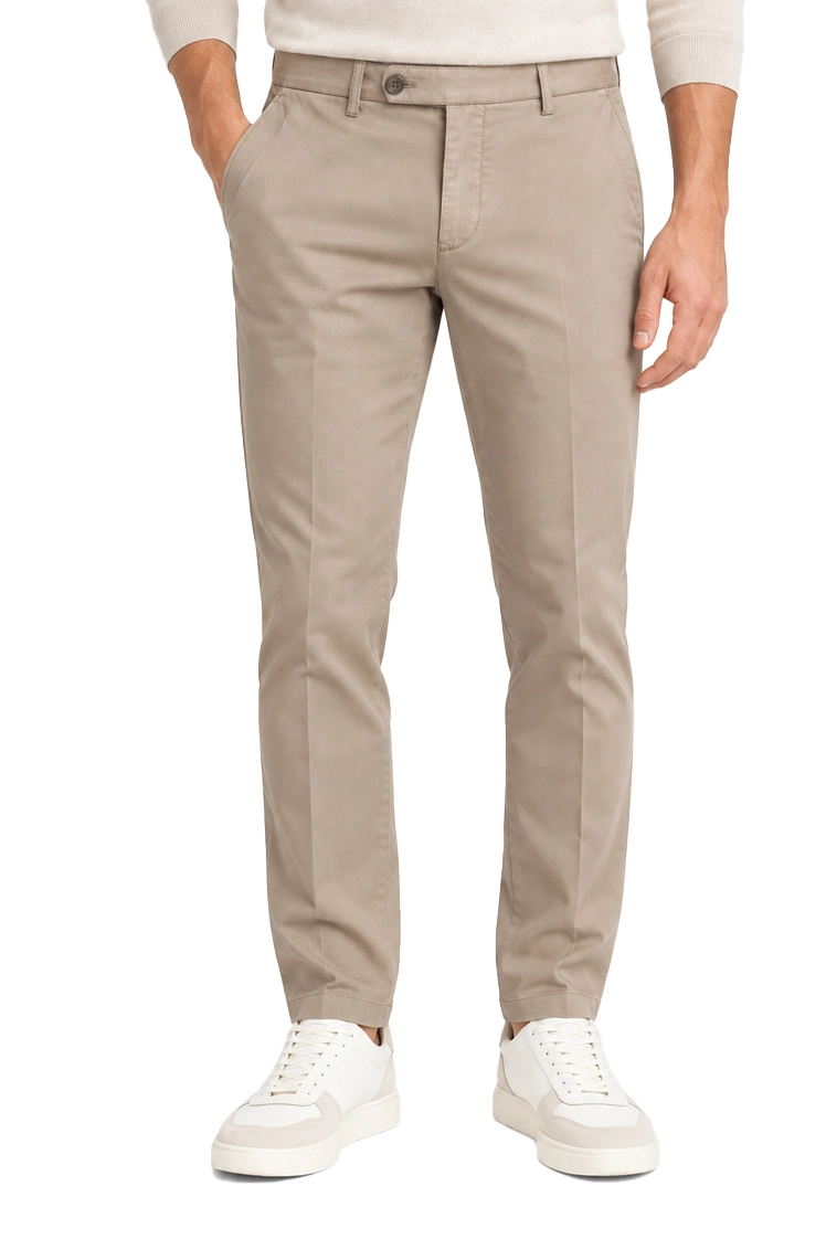 PANTALONI CHINO IN COTONE CON ETICHETTA POSTERIORE UOMO BEIGE