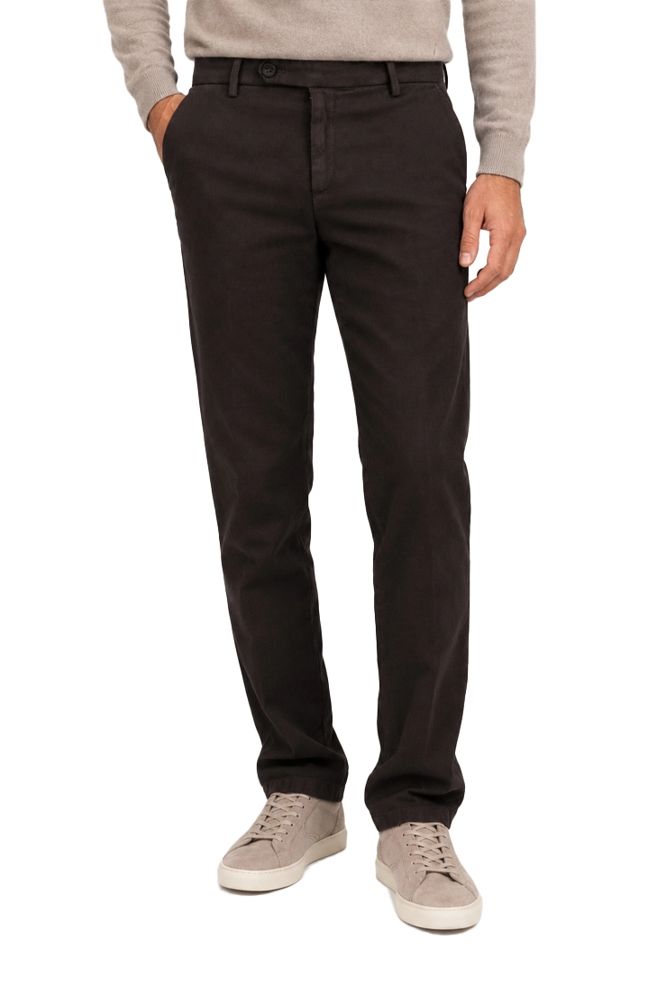 PANTALONI CHINO SARTORIALI CON TASCHE A FILETTO UOMO MARRONE