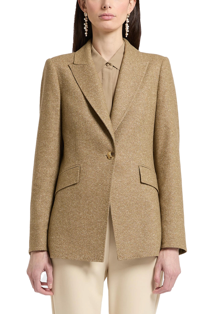 GIACCA CORTA IN TWEED DI MISTO LANA E SETA DONNA BEIGE
