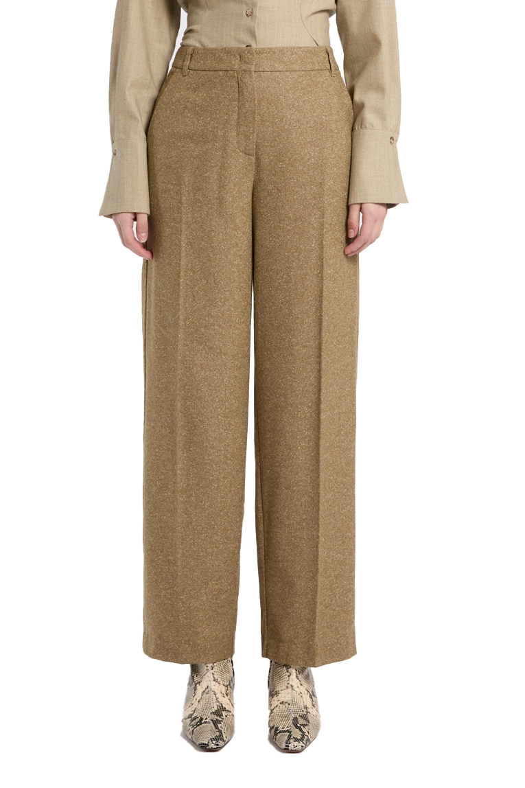 PANTALONI PALAZZO IN TWEED DI LANA E SETA DONNA BEIGE