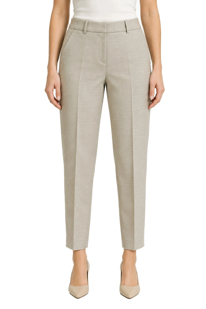 PANTALONI CROPPED IN PURA LANA CON PIEGA STIRATA DONNA VERDE