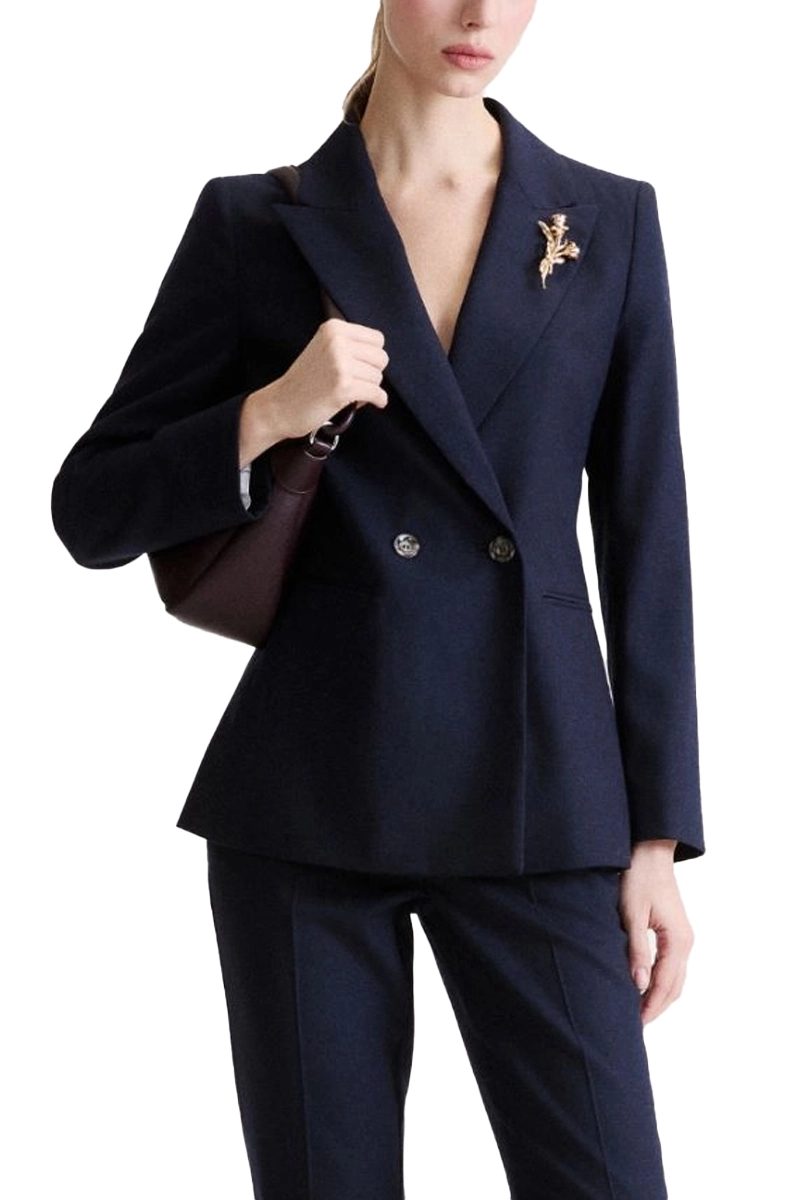 GIACCA  DOPPIOPETTO IN MISTO LANA STRETCH DONNA BLU