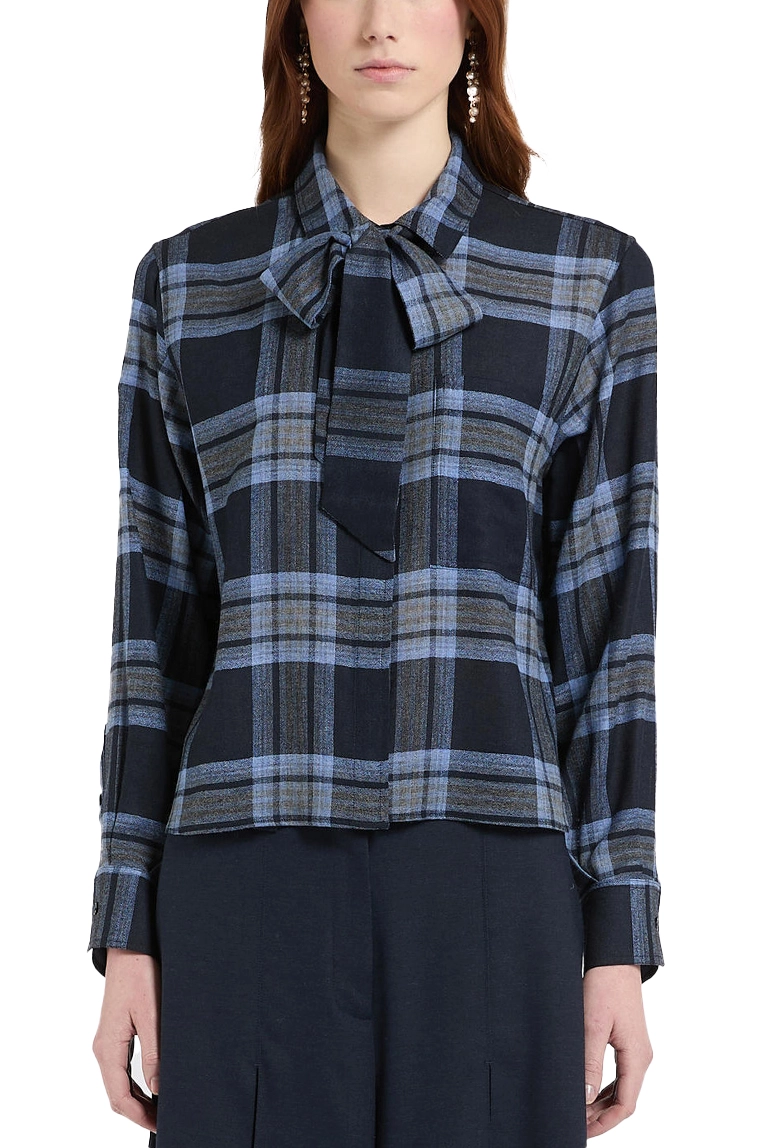 CAMICIA IN MISTO LANA CON FUSCIACCA DONNA BLU