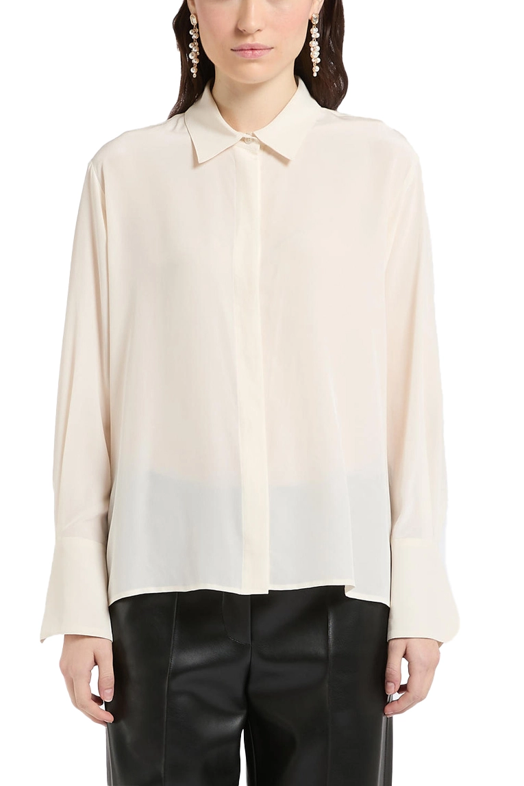 CAMICIA IN CRÊPE DE CHINE DI PURA SETA DONNA BIANCO