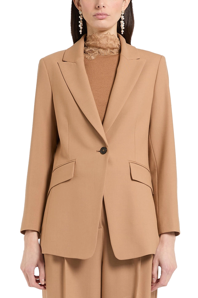 GIACCA MONOPETTO IN MISTO LANA STRETCH DONNA MARRONE