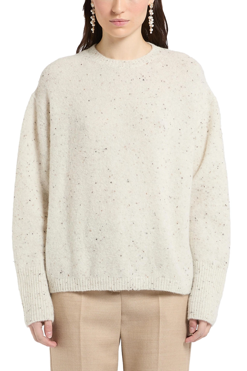 MAGLIA GIROCOLLO IN MISTO ALPACA BOTTONATO DONNA BIANCO