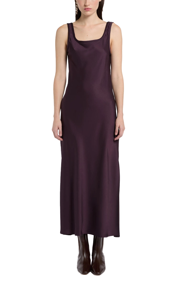 VESTITO LUNGO  IN RASO TECNICO CON SPALLINE SOTTILI DONNA VIOLA