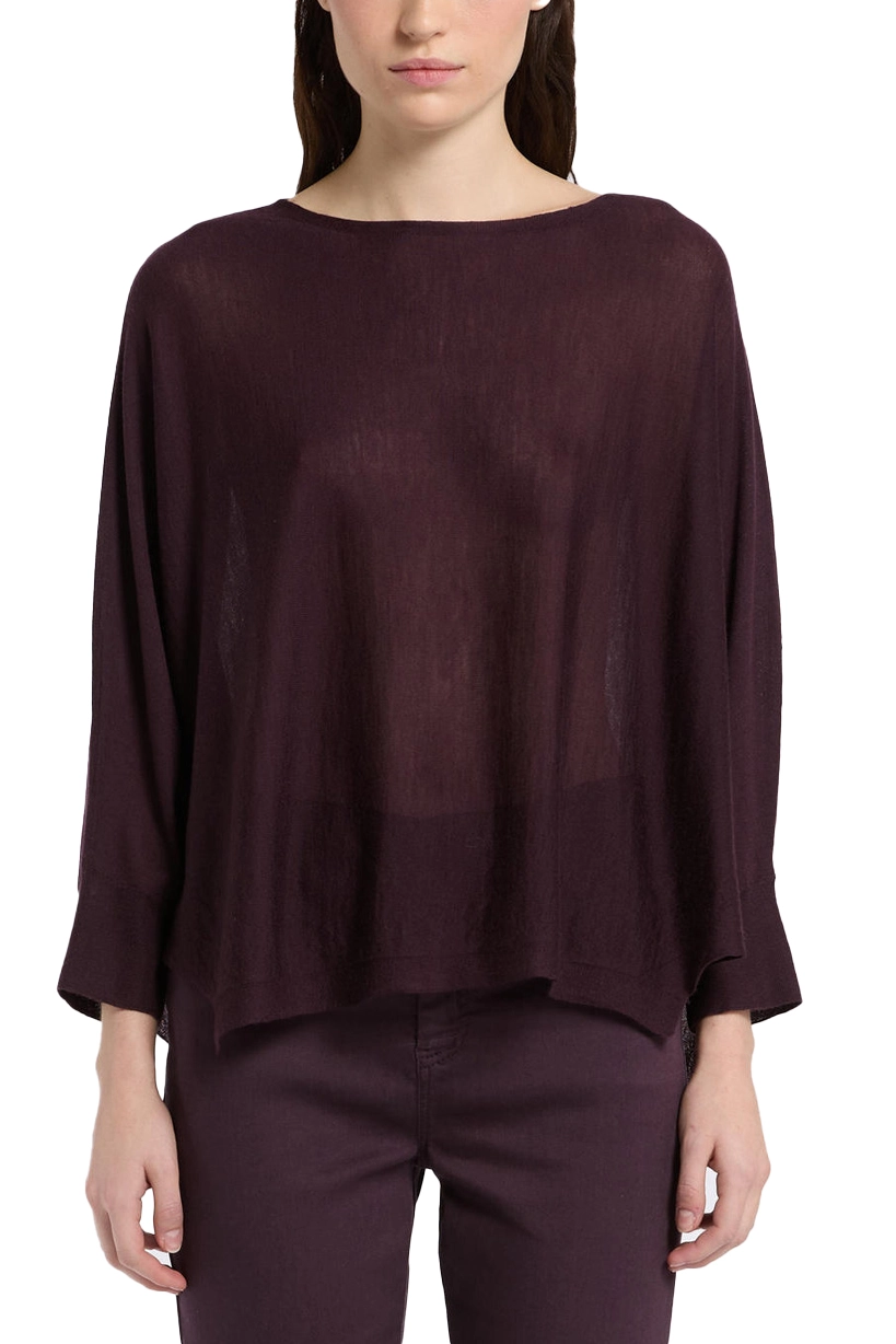 MAGLIA CON SCOLLO A BARCA IN PURA LANA SUPER LIGHT  DONNA VIOLA