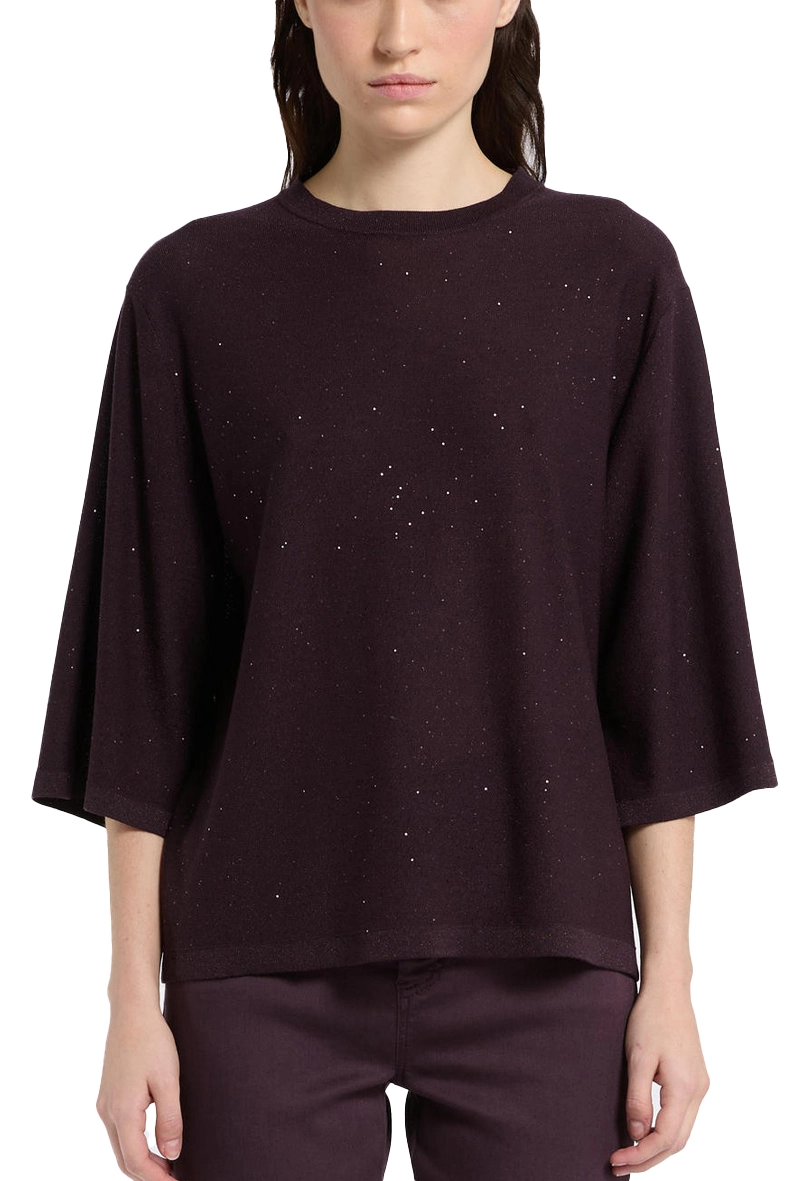 MAGLIA GIROCOLLO CON MICRO PAILLETTE DONNA VIOLA