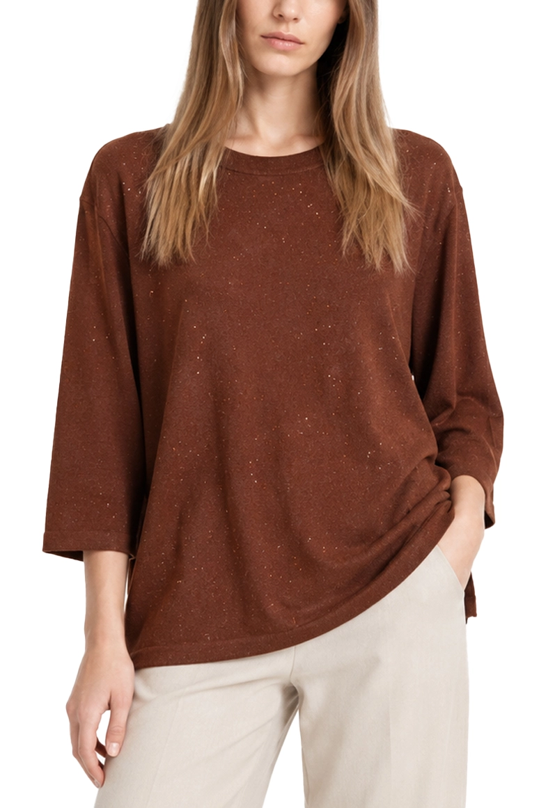MAGLIA GIROCOLLO CON MICRO PAILLETTE DONNA MARRONE