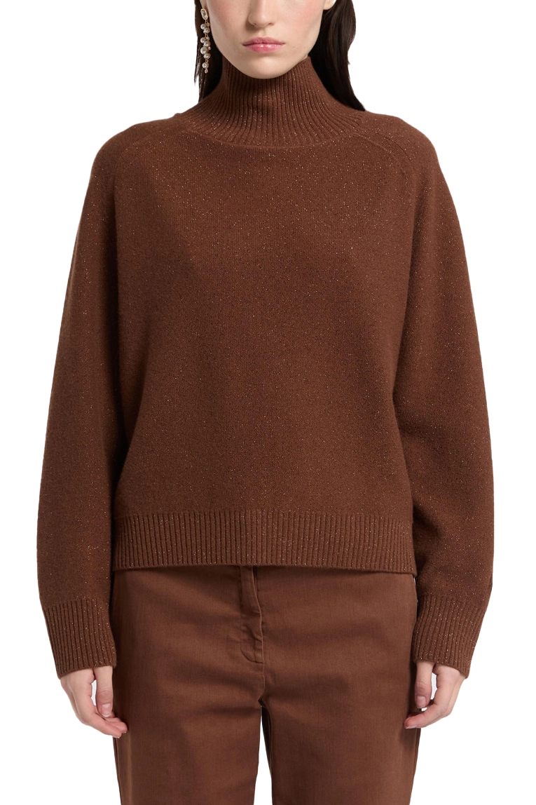 MAGLIA DOLCEVITA N LANA CASHMERE E LUREX DONNA MARRONE