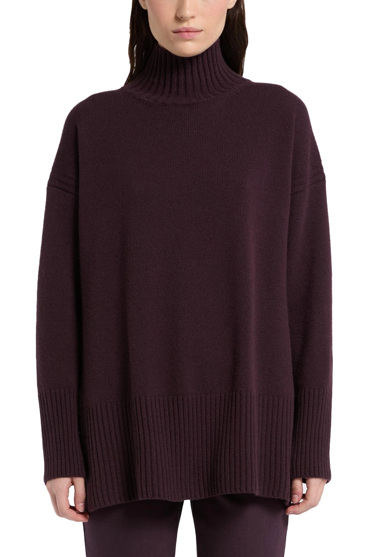 MAGLIA DOLCEVITA CON DETTAGLI COSTINE IN PURA LANA DONNA VIOLA