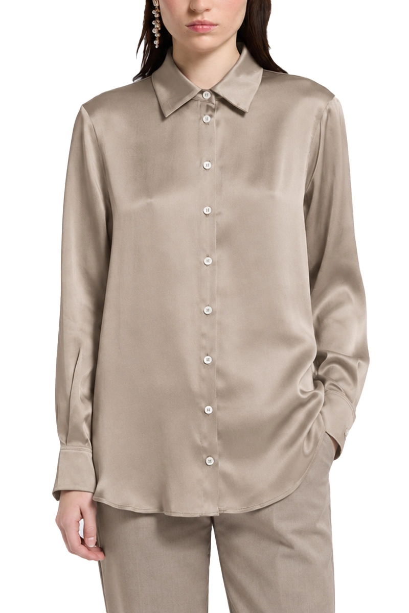 CAMICIA IN RASO DI MISTO SETA DONNA BEIGE