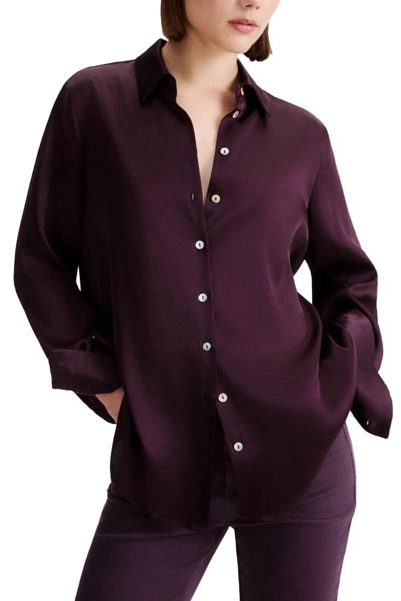 CAMICIA IN RASO DI MISTO SETA DONNA VIOLA