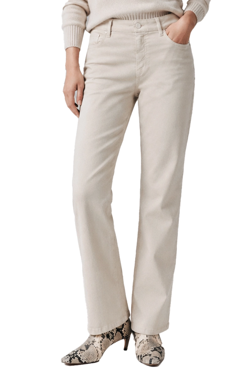 PANTALONI PALAZZO CINQUE TASCHE FLARE IN BULL STRETCH DONNA BEIGE
