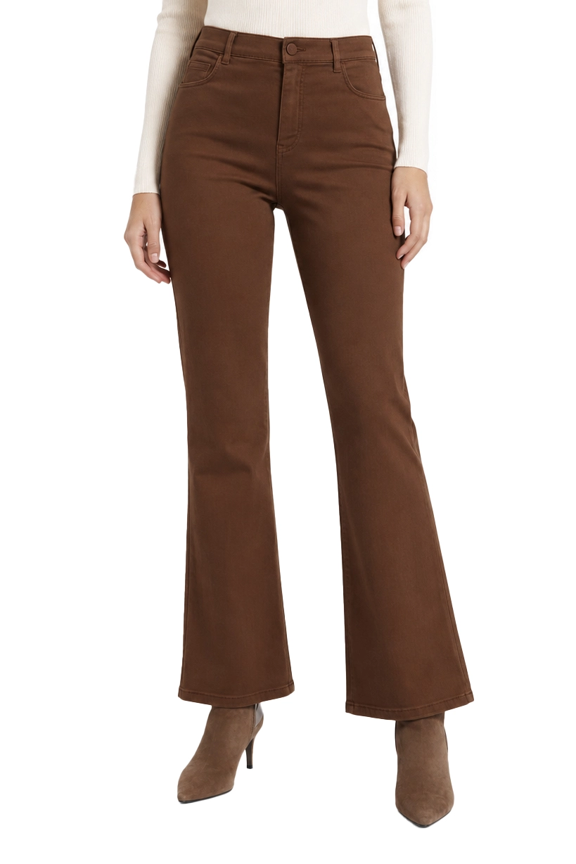 PANTALONI PALAZZO CINQUE TASCHE FLARE IN BULL STRETCH DONNA MARRONE