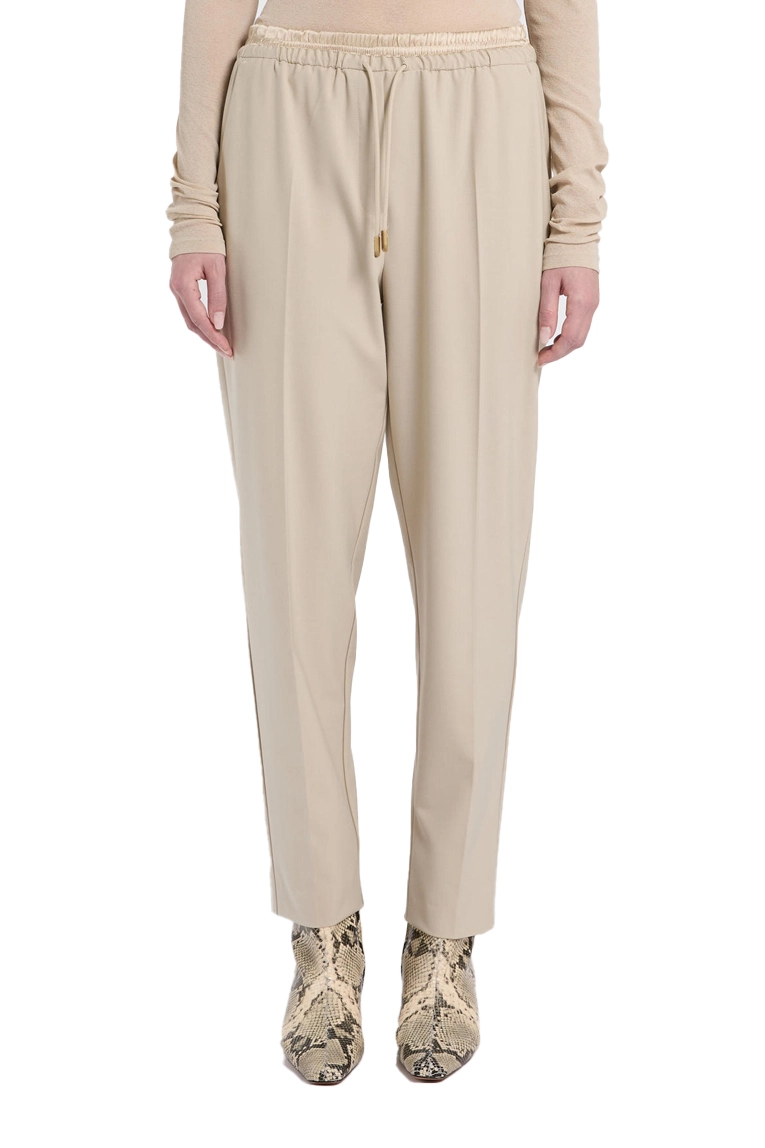 PANTALONI JOGGERS IN TWILL DI MISTO VISCOSA STRETCH DONNA BEIGE