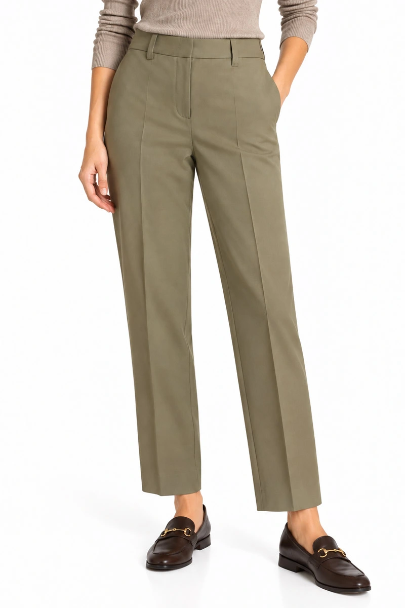 PANTALONI CROPPED IN GABARDINA DI LANA VERGINE DONNA VERDE