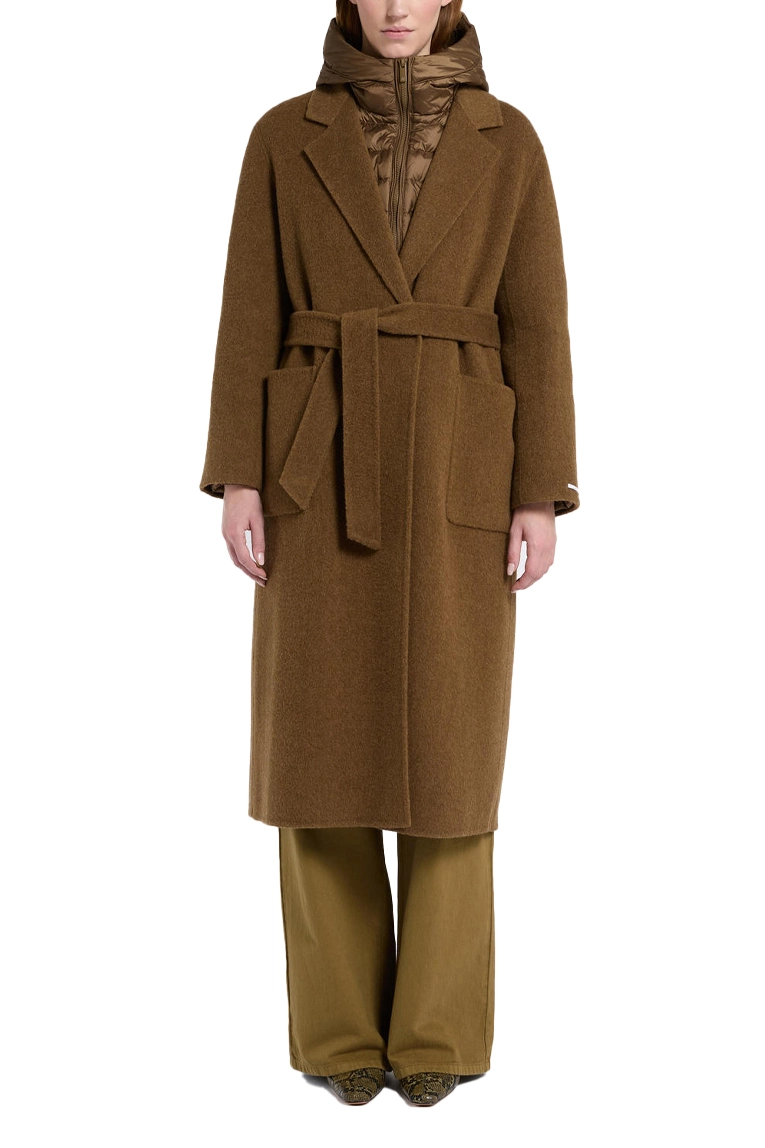 CAPPOTTO LUNGO IN DOUBLE DI LANA E ALPACA CON IMBOTTITURA IN PIUMINO DONNA VERDE