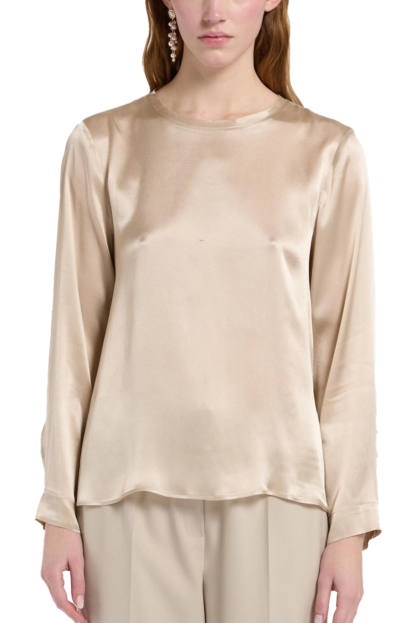 BLUSA IN RASO DI MISTO SETA DONNA BEIGE
