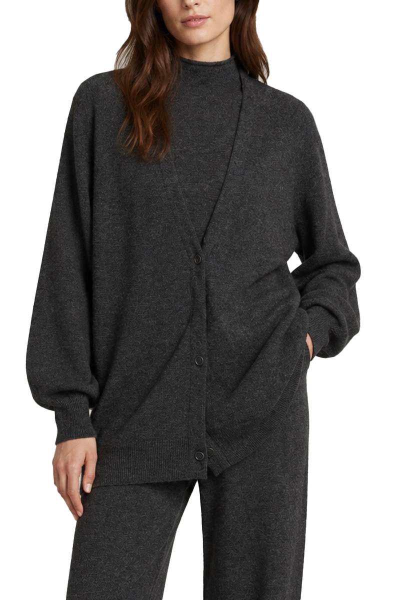 CARDIGAN OVERSIZE IN LANA E CASHMERE DONNA ANTRACITE