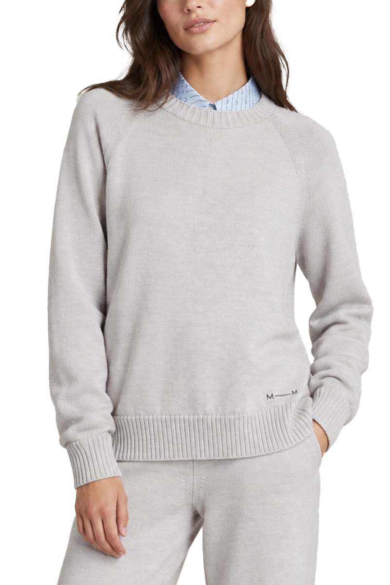 MAGLIA GIROCOLLO CON PICCOLO LOGO RICAMATO IN LANA VERGINE DONNA GRIGIO