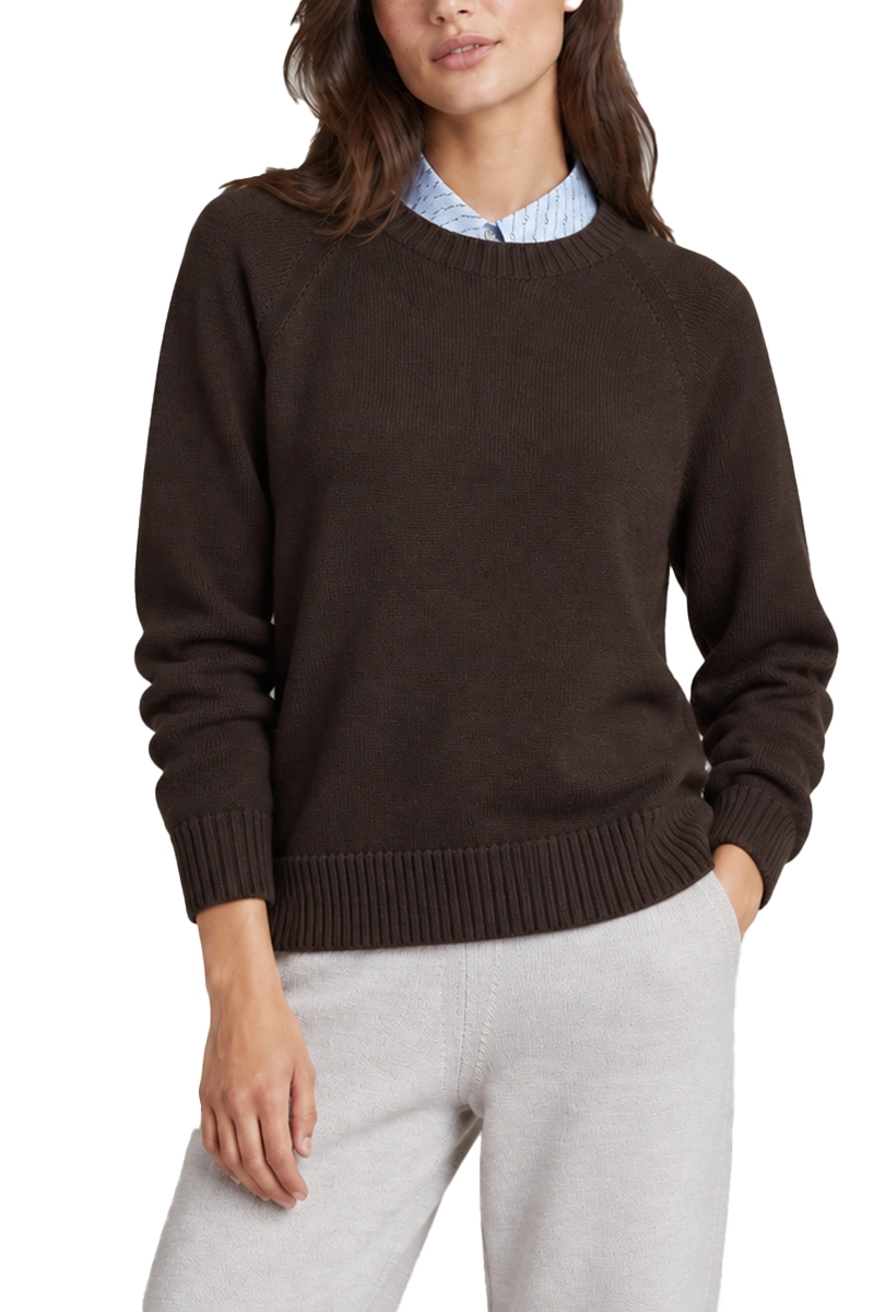 MAGLIA GIROCOLLO CON PICCOLO LOGO RICAMATO IN LANA VERGINE DONNA MARRONE