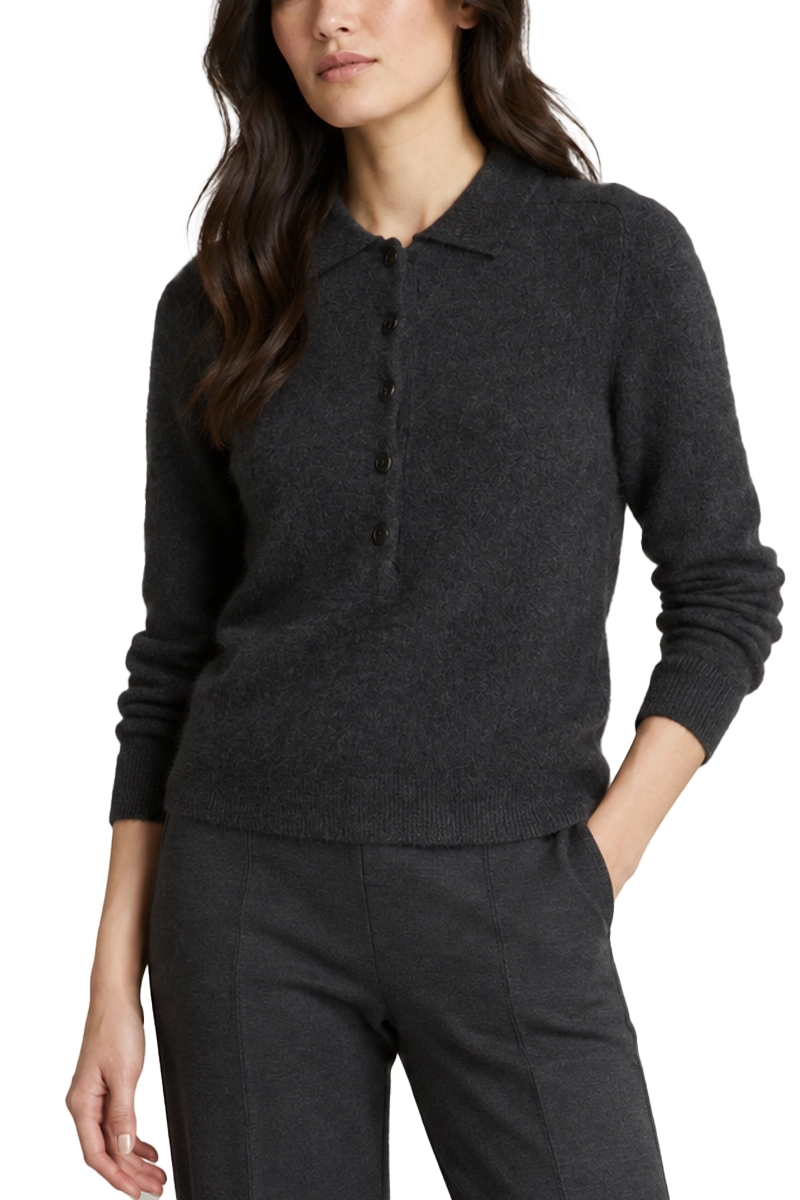 POLO IN MAGLIA IN LANA E CASHMERE DONNA ANTRACITE