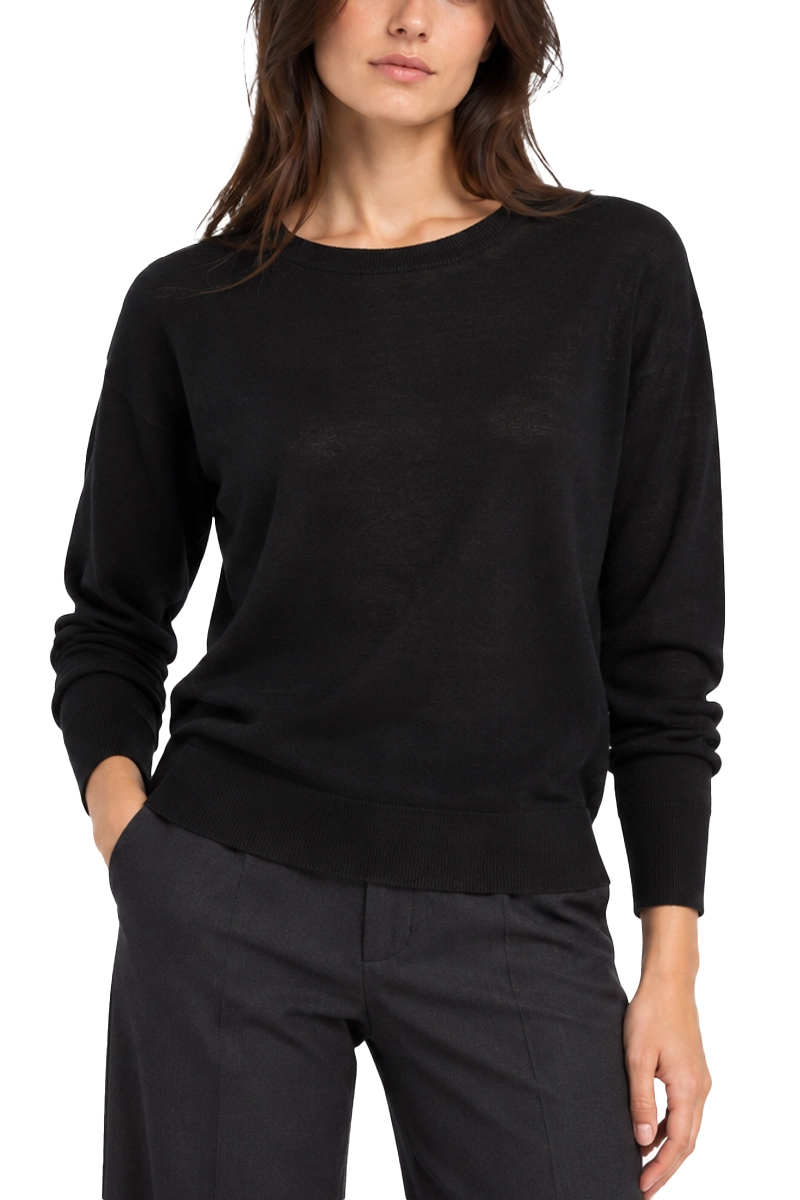 MAGLIA GIROCOLLO SLIM IN LANA E CASHMERE DONNA NERO